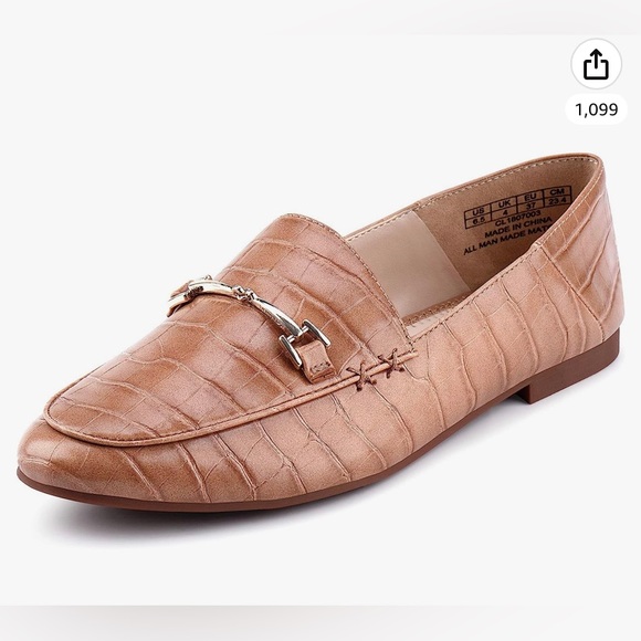 NWT Jenn Ardor Penny Loafers in Tan Crocodile Faux Leather - Picture 6 of 13